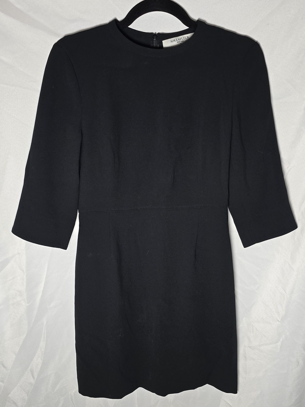 MM. LaFleur Black Mini Shift Dress Half Sleeve Iconic Jackie O Style, Sz 0